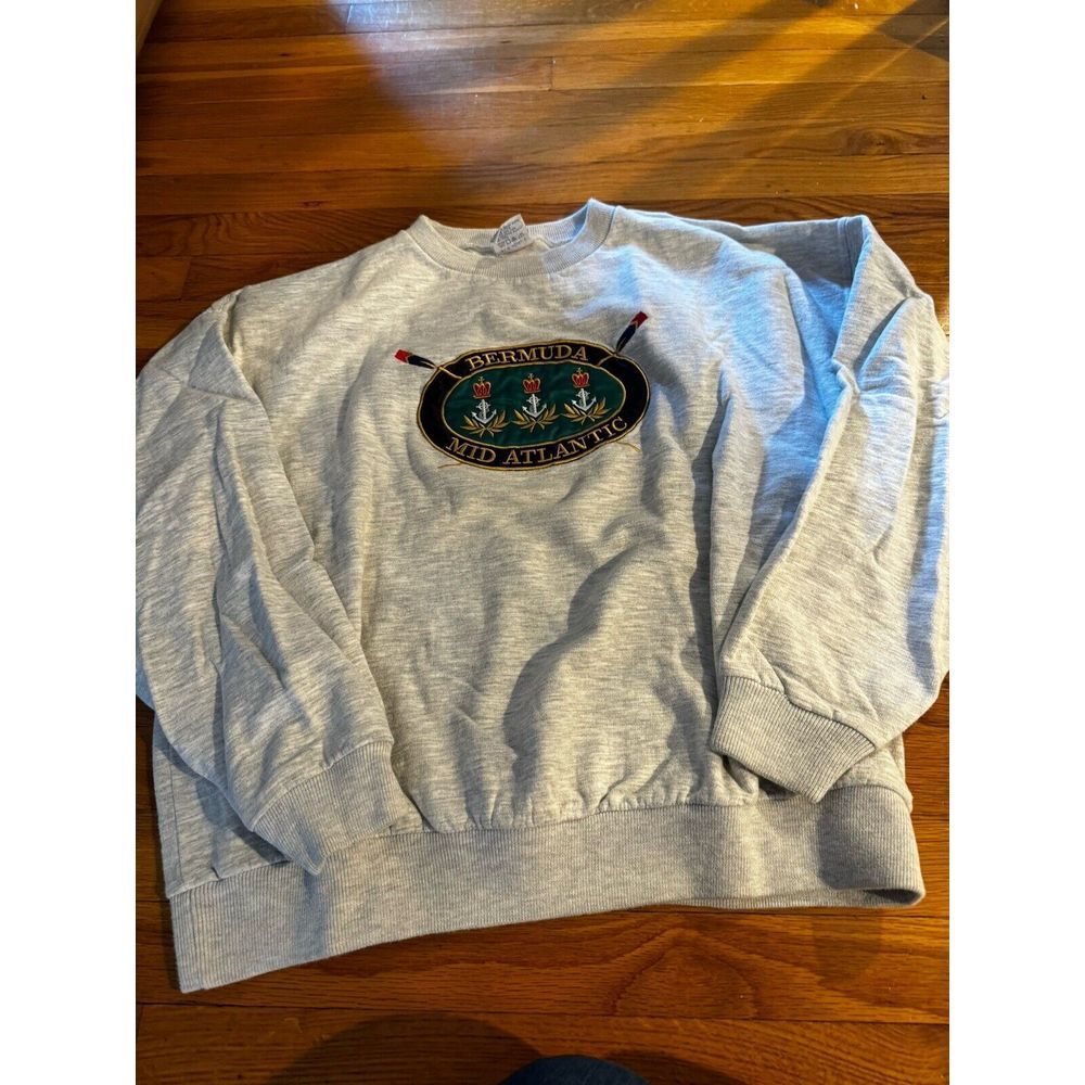 Vintage Davisons Of Bermuda Mid Atlantic Grey Sweatshirt Pullover‎ 80s/90s